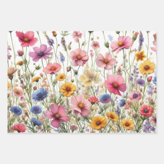 Wildblume Wiesenrosa, Rot, Gelb, Lila, Blau Geschenkpapier Set (Vorderseite 3)