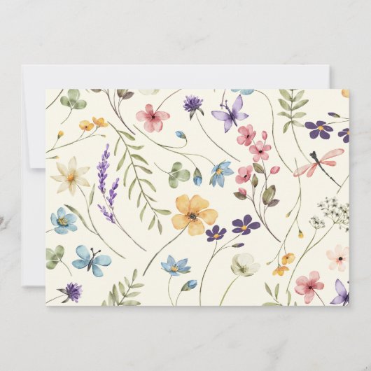 Wildblume Wild Blume Blumengarten Foto Hochzeit Einladung (Rückseite)