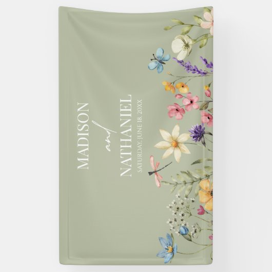 Wildblume Wild Blume Blumengarten Hochzeit Banner (Vertikal)