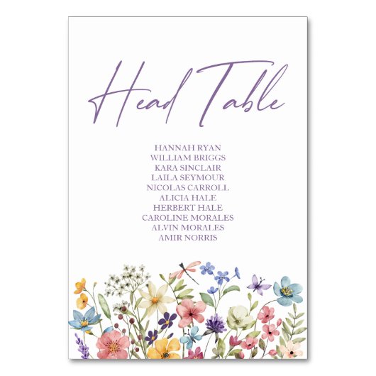 Wildblume Wild Blume Blumengarten Hochzeit Leiter Tischnummer (Vorderseite)