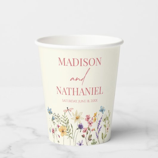 Wildblume Wild Blume Blumengarten Hochzeit Pappbecher (Rückseite)