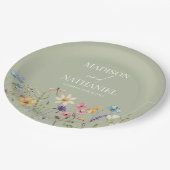 Wildblume Wild Blume Blumengarten Hochzeit Pappteller (Schrägansicht)