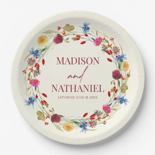 Wildblume Wild Blume Blumengarten Hochzeit Pappteller (Vorderseite)