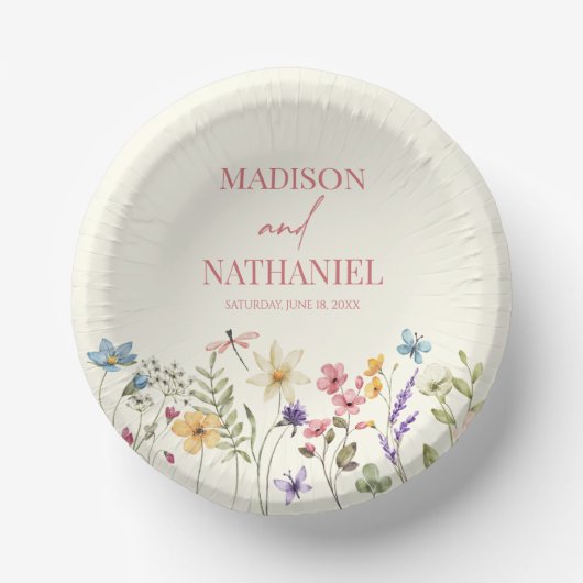 Wildblume Wild Blume Blumengarten Hochzeit Pappteller (Vorderseite)