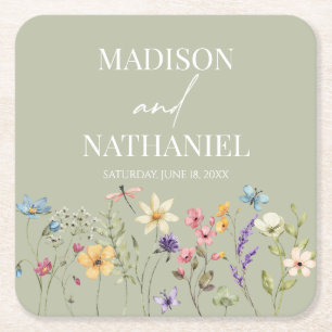 Wildblume Wild Blume Blumengarten Hochzeit Rechteckiger Pappuntersetzer