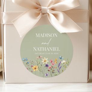 Wildblume Wild Blume Blumengarten Hochzeit Runder Aufkleber