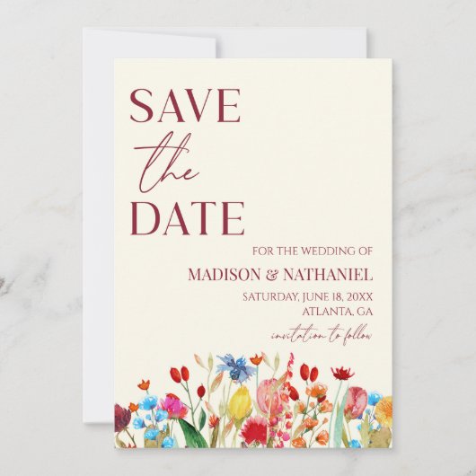 Wildblume Wild Blume Blumengarten Hochzeit Save The Date (Vorderseite)