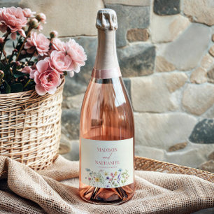 Wildblume Wild Blume Blumengarten Hochzeit Schaumweinetikett