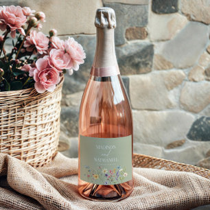 Wildblume Wild Blume Blumengarten Hochzeit Schaumweinetikett