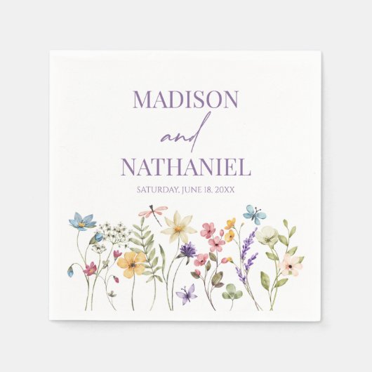 Wildblume Wild Blume Blumengarten Hochzeit Serviette (Vorderseite)