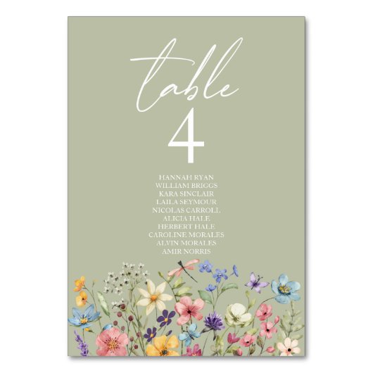 Wildblume Wild Blume Blumengarten Hochzeit Tischnummer (Rückseite)
