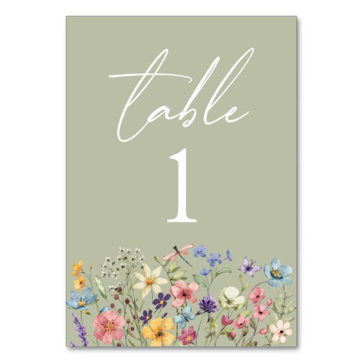 Wildblume Wild Blume Blumengarten Hochzeit Tischnummer (Vorderseite)