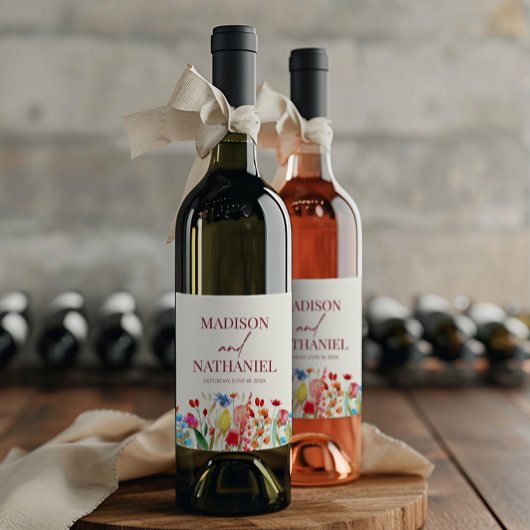 Wildblume Wild Blume Blumengarten Hochzeit Weinetikett