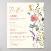 Wildblume Wild Blume Floral Wedding Bar Sign Poster (Vorne)