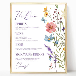 Wildblume Wild Blume Floral Wedding Bar Sign Poster