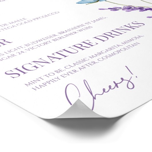 Wildblume Wild Blume Floral Wedding Bar Sign Poster (Ecke)