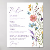 Wildblume Wild Blume Floral Wedding Bar Sign Poster (Vorne)
