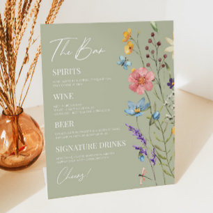 Wildblume Wild Blume Floral Wedding Bar Sockelschild