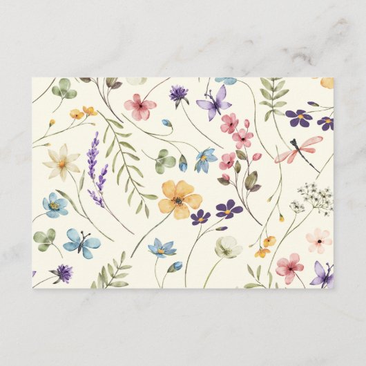 Wildblume Wild Blume QR Code Hochzeitdetails Begleitkarte (Rückseite)