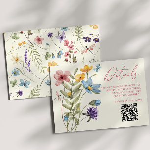 Wildblume Wild Blume QR Code Hochzeitdetails Begleitkarte