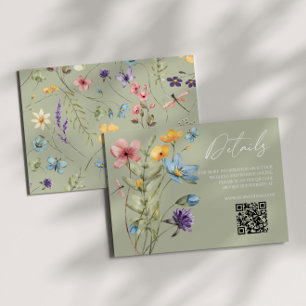 Wildblume Wild Blume QR Code Hochzeitdetails Begleitkarte