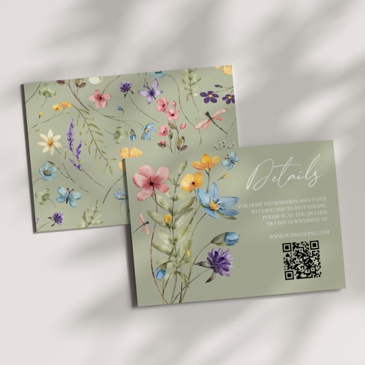 Wildblume Wild Blume QR Code Hochzeitdetails Begleitkarte