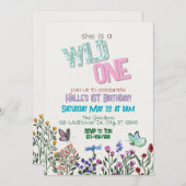 Wildblume Wild Einladung zu einem Geburtstag (Vorne/Hinten)
