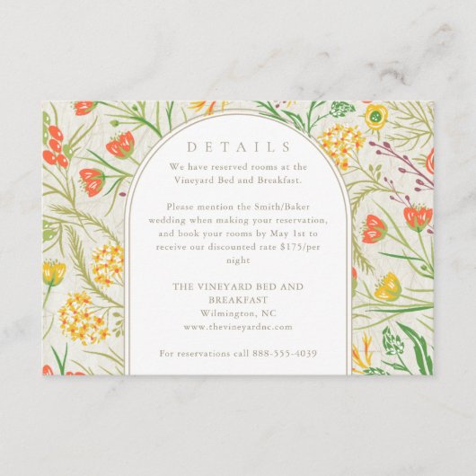 Wildblume Wild Meadow Wedding Details Begleitkarte (Vorderseite)