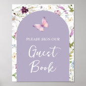 Wildblume Wild ONE Butterfly Garden Guest Book Poster (Vorne)