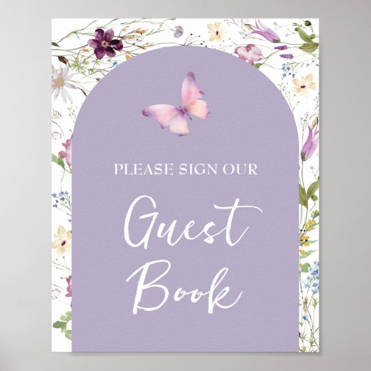 Wildblume Wild ONE Butterfly Garden Guest Book Poster (Vorne)