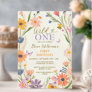 Wildblume Wild ONE Butterfly Garden Party Einladung