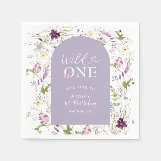 Wildblume Wild ONE Butterfly Garden Party Paper Serviette (Vorderseite)