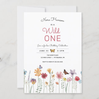 Wildblume Wild One Einladung zum ersten Geburtstag