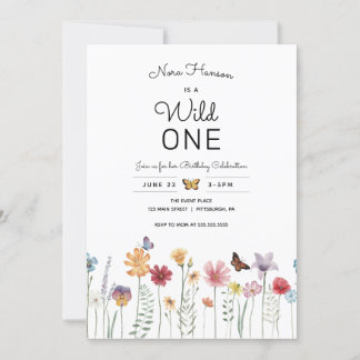 Wildblume Wild One Einladung zum ersten Geburtstag