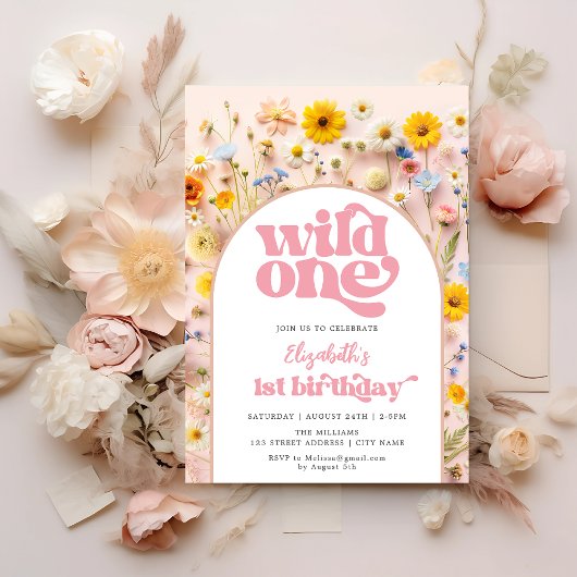 Wildblume Wild One Geburtstag Einladung