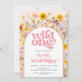 Wildblume Wild One Geburtstag Einladung (Vorderseite)