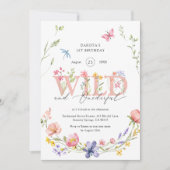 Wildblume Wild & Onederful 1. Geburtstag Einladung (Vorderseite)