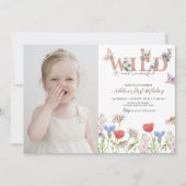 Wildblume Wild & Onederful 1. Geburtstag Foto Einladung (Vorderseite)