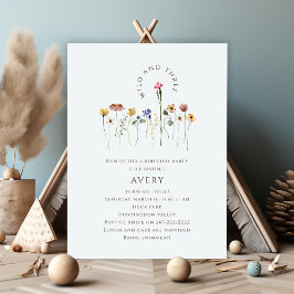 Wildblume Wild und Drei Geburtstagsparty Einladung