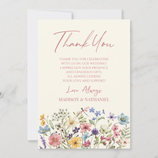 Wildblume Wilde Blume Blumengarten Geplantes Foto Dankeskarte (Vorderseite)