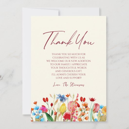 Wildblume Wilde Blume Blumengarten Kinderdusche Dankeskarte (Vorderseite)