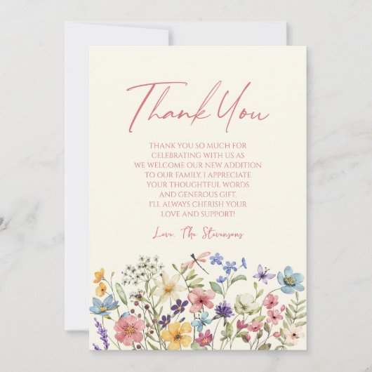 Wildblume Wilde Blume Blumengarten Kinderdusche Dankeskarte (Vorderseite)