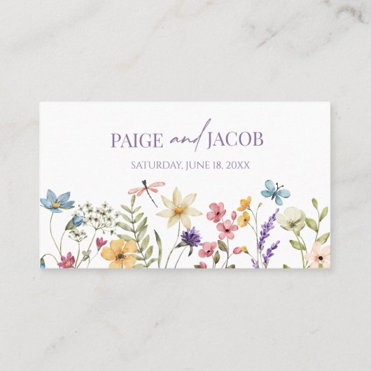 Wildblume Wilde Blume Blumenhochzeit Platzkarte (Rückseite)