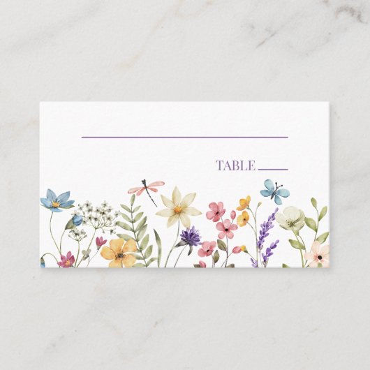 Wildblume Wilde Blume Blumenhochzeit Platzkarte (Vorderseite)