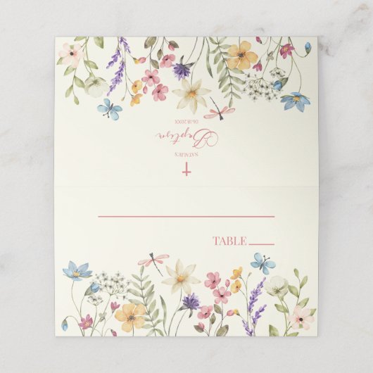 Wildblume Wilde Blume Blumentaufen Platzkarte (Außenseite Aufgefaltet)