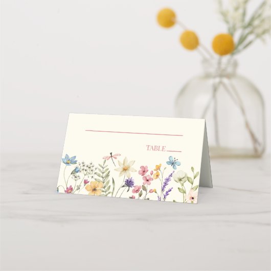 Wildblume Wilde Blume Blumentaufen Platzkarte (Vorderseite)