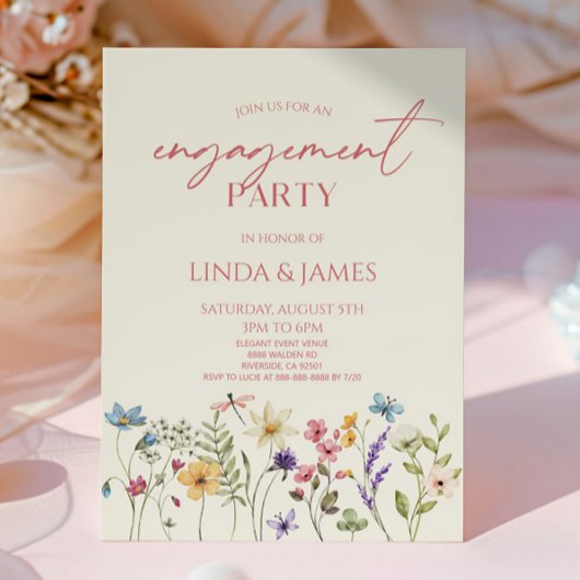 Wildblume Wilde Blume florale Engagement Partei Einladung