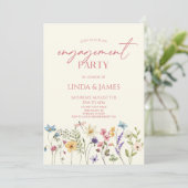 Wildblume Wilde Blume florale Engagement Partei Einladung (Stehend Vorderseite)