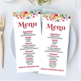 Wildblume Wilde Blume Geburtstagsparty Food Menükarte