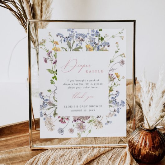 Wildblume Windeln Raffle Schildkröte Bläschen Baby Poster